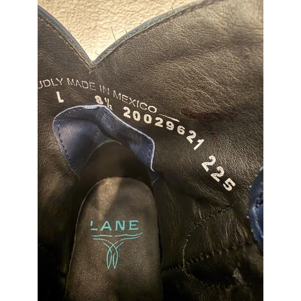 Women’s Navy Leather Western Ankle Boots